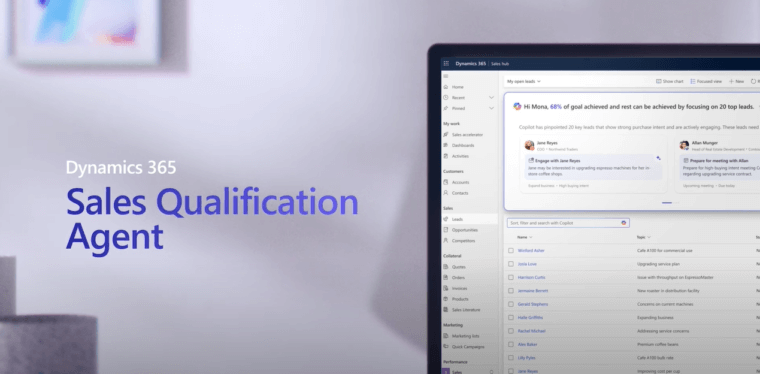 Bild von Microsoft dynamics 365, dem Sales Qualification Agent
